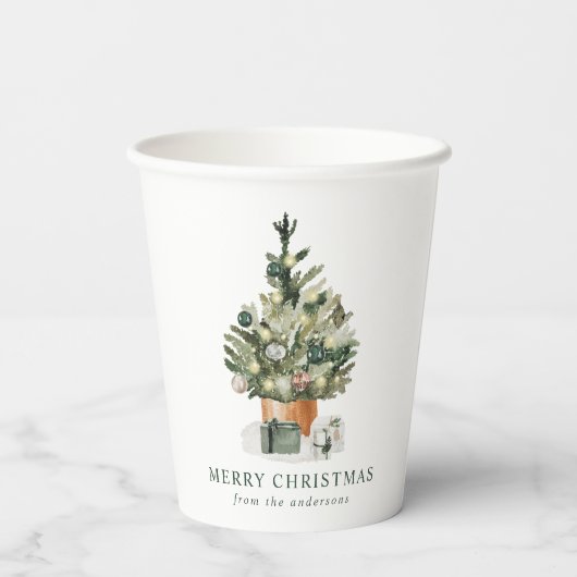 水エレガント色クリスマスツリー 紙コップ (裏面)