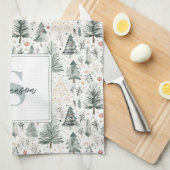 水エレガント色クリスマスニュートラル美学 キッチンタオル (四つ折り)