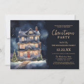 水エレガント色クリスマスハウスパーティー 招待状 (正面)