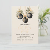 水エレガント色クリスマスバウブルズホリデーパーティー シーズンカード (スタンド正面)