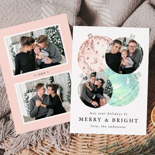 水エレガント色クリスマスバウブル4写真 シーズンカード