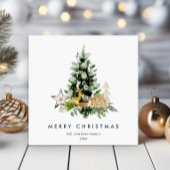 水エレガント色クリスマスパインのグリーティング シーズンカード