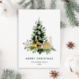 水エレガント色クリスマスパインのグリーティング シーズンカード