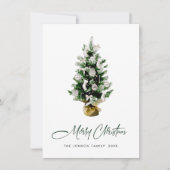 水エレガント色クリスマスパインのグリーティング シーズンカード (正面)