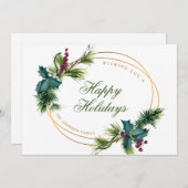 水エレガント色クリスマスパインコーン挨拶 シーズンカード (正面/裏面)