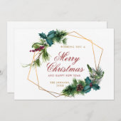 水エレガント色クリスマスパインコーン挨拶 シーズンカード (正面/裏面)