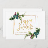 水エレガント色クリスマスパインコーン挨拶 シーズンカード (正面/裏面)