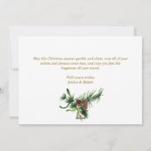 水エレガント色クリスマスパインコーン挨拶 シーズンカード (裏面)