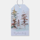 水エレガント色クリスマスパインフォレストホリデー ギフトタグ (裏面)