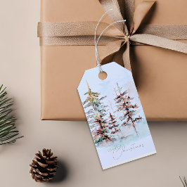 水エレガント色クリスマスパインフォレストホリデー ギフトタグ