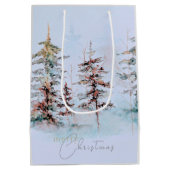 水エレガント色クリスマスパインフォレストホリデー ミディアムペーパーバッグ (裏面)