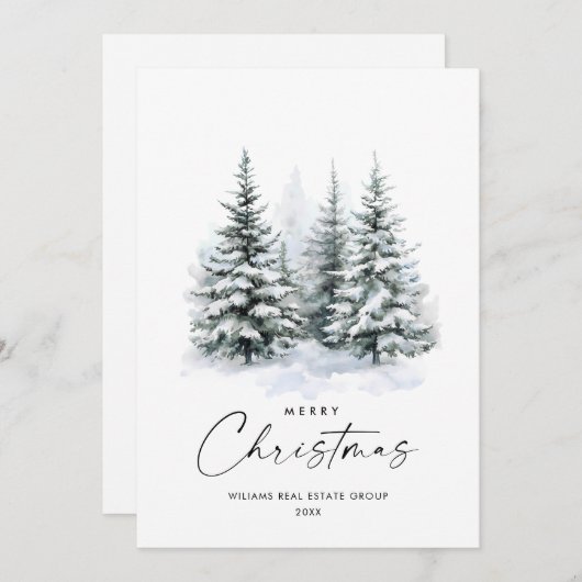 水エレガント色クリスマスパイン企業の木 シーズンカード (正面/裏面)