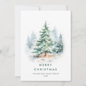 水エレガント色クリスマスパイン企業の木 シーズンカード (正面)