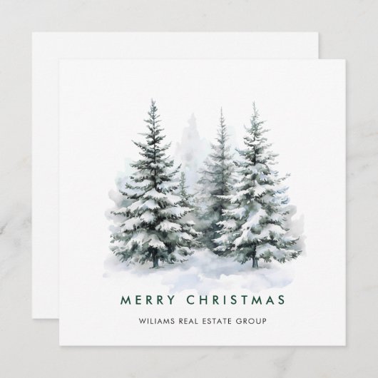 水エレガント色クリスマスパイン企業の木 シーズンカード (正面/裏面)
