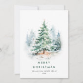 水エレガント色クリスマスパイン企業の木 シーズンカード (正面)