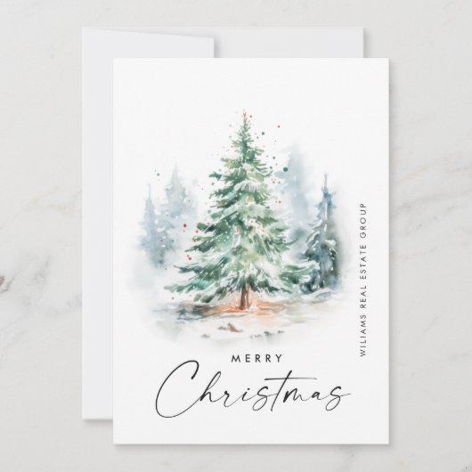 水エレガント色クリスマスパイン企業の木 シーズンカード (正面)