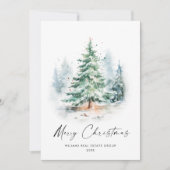 水エレガント色クリスマスパイン企業の木 シーズンカード (正面)
