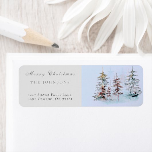 水エレガント色クリスマスパイン差出人住所 ラベル (インサイチュ)
