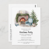 水エレガント色クリスマスパーティの招待状位置 ポストカード (正面/裏面)