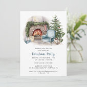 水エレガント色クリスマスパーティの招待状 招待状 (スタンド正面)