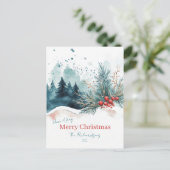 水エレガント色クリスマスフォレストハガキ シーズンポストカード (スタンド正面)