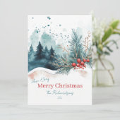 水エレガント色クリスマスフォレストホリデーカード シーズンカード (スタンド正面)