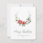 水エレガント色クリスマスフローラリース シーズンカード (正面)