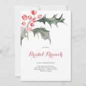 水エレガント色クリスマスホリーブライダルブランチ 招待状 (正面)