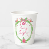 水エレガント色クリスマスホリーリース 紙コップ (正面)