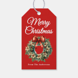 水エレガント色クリスマスリース休日 ギフトタグ