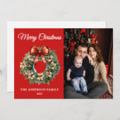 水エレガント色クリスマスリース写真 シーズンカード (正面/裏面)