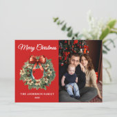 水エレガント色クリスマスリース写真 シーズンカード (スタンド正面)