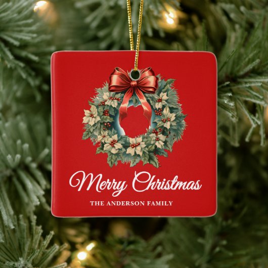 水エレガント色クリスマスリース セラミックオーナメント (ツリー)