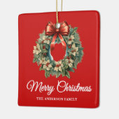 水エレガント色クリスマスリース セラミックオーナメント (左)