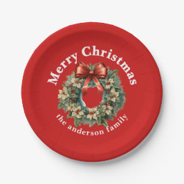 水エレガント色クリスマスリース ペーパープレート