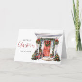 水エレガント色クリスマスヴィンテージドアホリデー カード (正面)