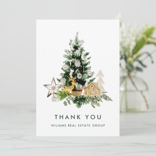 水エレガント色クリスマス企業の休暇 サンキューカード (スタンド正面)