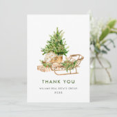 水エレガント色クリスマス企業の休暇 サンキューカード (スタンド正面)