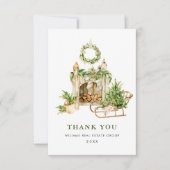 水エレガント色クリスマス企業の休暇 サンキューカード (正面)