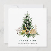 水エレガント色クリスマス企業の休暇 サンキューカード (正面)