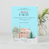 水エレガント色クリスマス招待状 招待状 (スタンド正面)