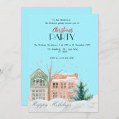 水エレガント色クリスマス招待状 招待状 (正面/裏面)