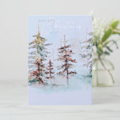 水エレガント色クリスマス松林 シーズンカード (スタンド正面)