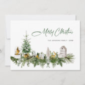 水エレガント色クリスマス構成グリーティング シーズンカード (正面)