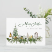 水エレガント色クリスマス構成グリーティング シーズンカード (スタンド正面)