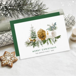 水エレガント色クリスマス構成グリーティング シーズンカード