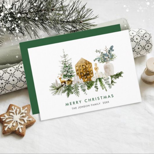 水エレガント色クリスマス構成グリーティング シーズンカード