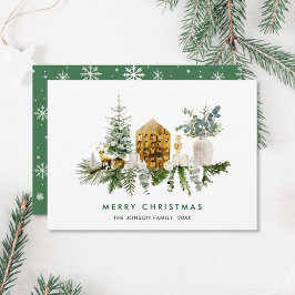 水エレガント色クリスマス構成グリーティング シーズンカード