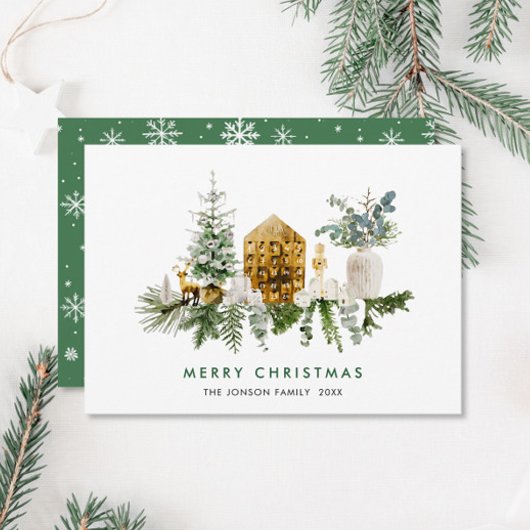 水エレガント色クリスマス構成グリーティング シーズンカード