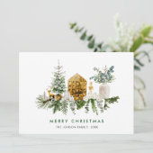 水エレガント色クリスマス構成グリーティング シーズンカード (スタンド正面)